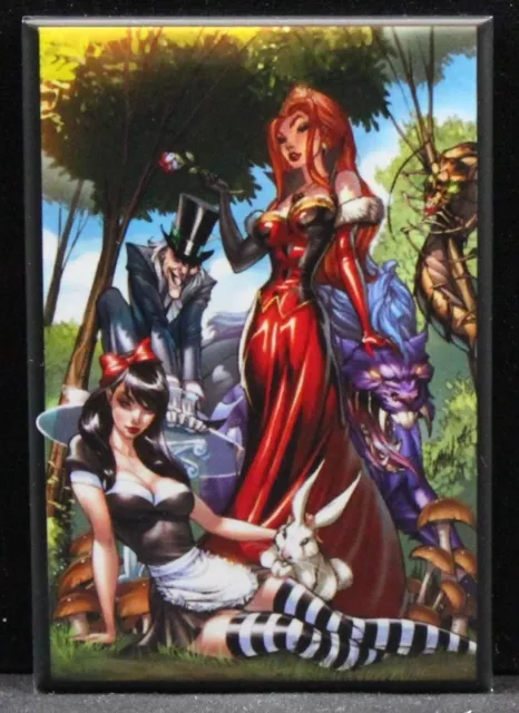 Sexy Alice In Wonderland Pinup 2" X 3" Fridge / Locker Magnet. Mad Hatter GGA