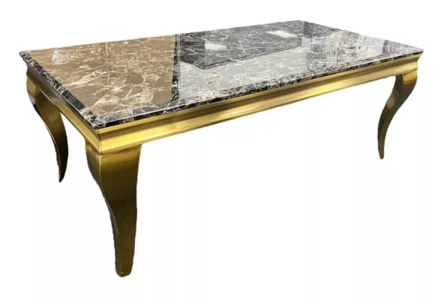 Black Marble Coffee Table Gold Louis Curved Leg, Gold Coffee table Black Top