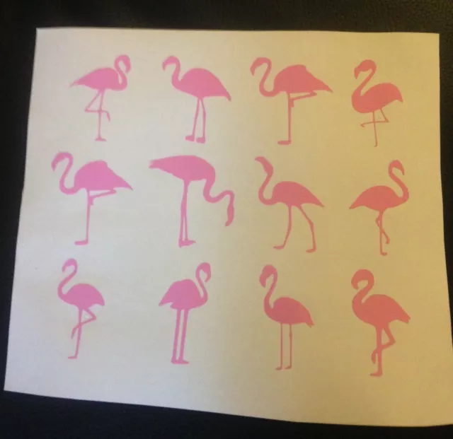 Beautiful x 12 flamingo 5cm high summer Vinyl Decal Sticker DIY Wine Glass