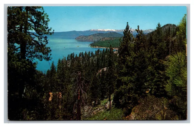 Lake Tahoe, CA California, Sierra Mountains Mile High Lake, Postcard Posted 1961