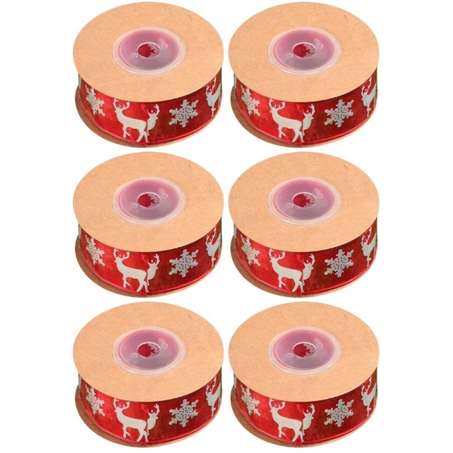 6 Pcs Snowflake Deer Ribbon Christmas Tree Bows Hair Gifts Decorate