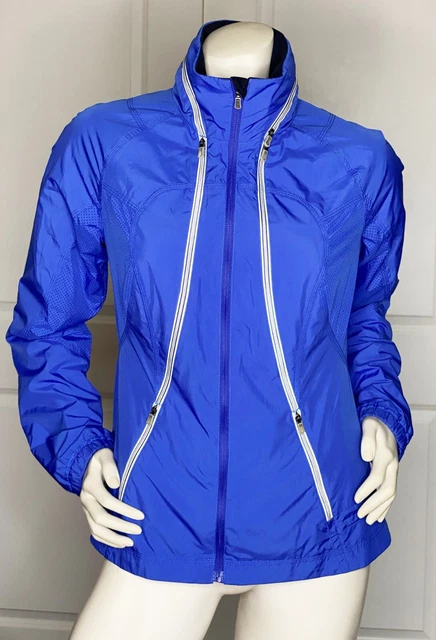 Lululemon Azure Blue Wind Braker Reflective Hoodie Athletic Windbraker Size: 8