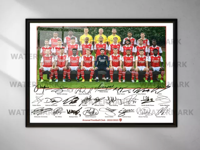 Arsenal Signed Print Photo Poster Squad 2022 2023 Team Squad New Jesus Arteta