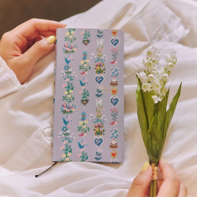 Housse Pour Agenda Hobonichi Techo Cousin A5 - Design Yumi Kitagishi : Chat Blanc Quotidien - Couverture Avec Poche Et Marque-pages