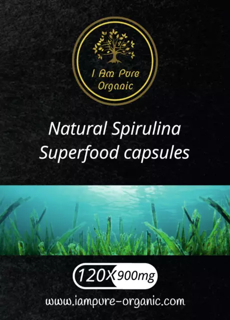 Spirulina | Organic | 120 x 900mg Vegan Capsules  |  Detox + Immune Support