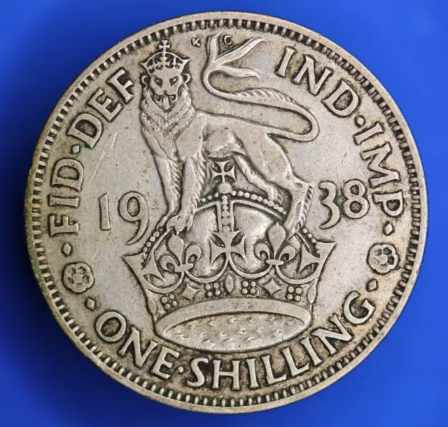 1938 George VI 50% Silver Shilling 1/- coin     RARE DATE     [28545]