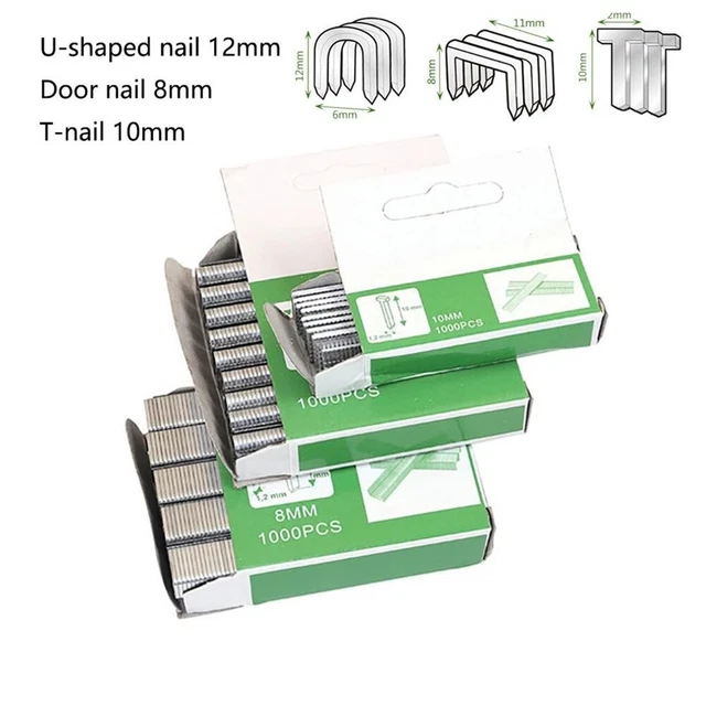 Agrafes Ongles Clous DIY Porte Clou Emballage Argent Agrafeuse U Forme