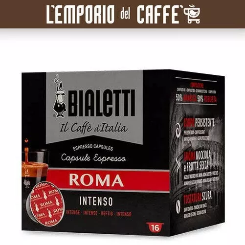 64 Capsules Aluminium Café D'Italie Bialetti Mélange Roma Gusto Forte Originale