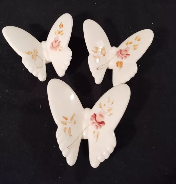 Vintage Wall Hanging Butterflies Lasting Products Inc Set Of 3 Porcelain USA