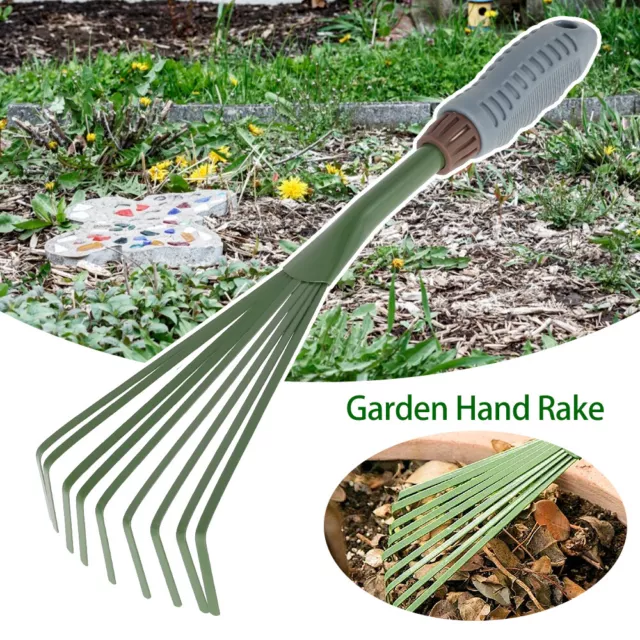 9 Teeth Hand Rake Garden Rake 15.5 Inch Grass Rake with Ergonomic Grip sjg