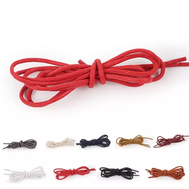 ROUND WAXED THIN COTTON SHOE LACES SHOELACES 70cm - 150cm Long LOTS OF COLOURS!