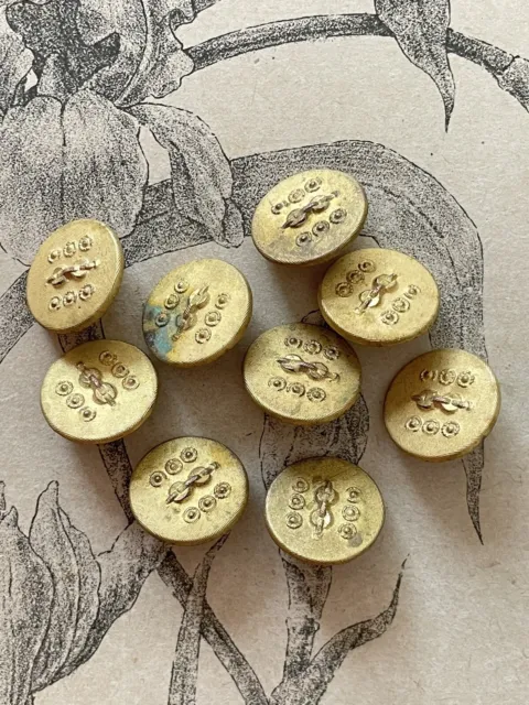 Ensemble de 9 boutons anciens en métal doré - Collection French Button