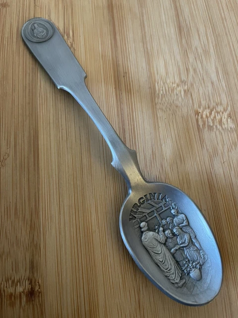 1976 Franklin Mint VIRGINIA Colony Pewter Souvenir Spoon 6.5"