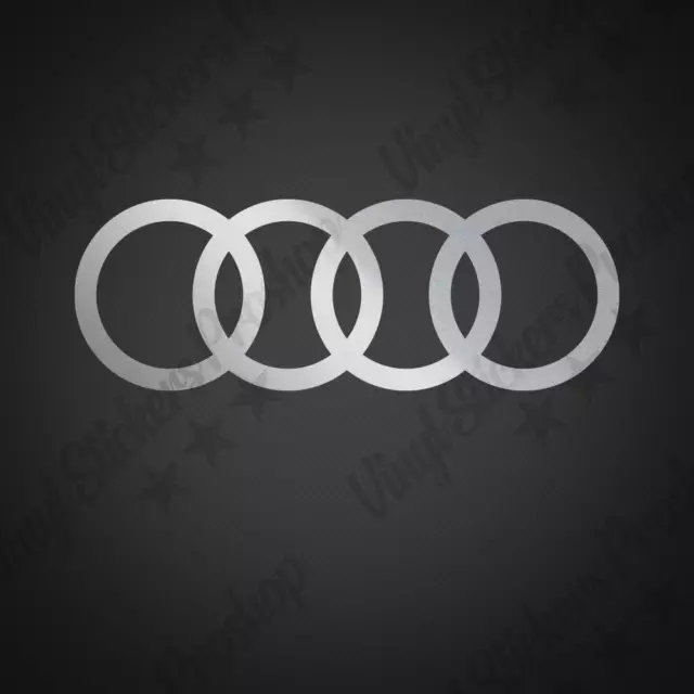 2 stickers pour AUDI autocollant logo gris métallisé argent custom decal 20 cm 2