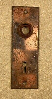 Antique Vintage Door Knob Back Plate Mortise Lock Escutcheon Copper Flash