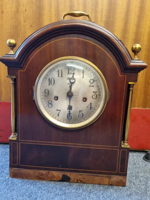 Rare C1900 Antique American Ansonia Chiming  Bracket clock Mahogany Case D4