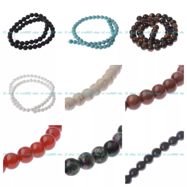 Handmade 43 Pieces Beads DIY Round Beads Natural Gemstone Spacer Loose Beads