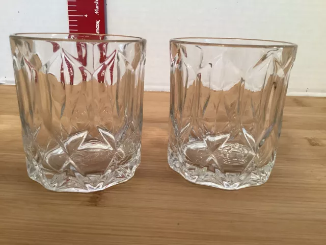 2 Crown Royal Diamond Panel Pattern Whiskey Rocks Glasses