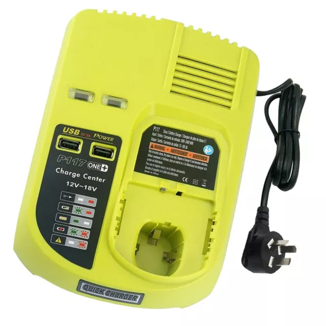 P117 Charger For Ryobi ONE+ Plus P108 Dual Chemistry 18V Li-ion Battery UK Plug