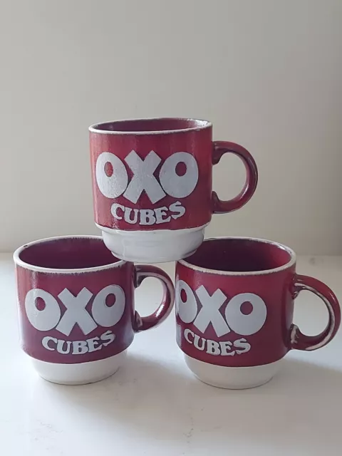 Vintage Oxo Cubes Ceramic Mug Ceramic Rustic Made in England Red & White