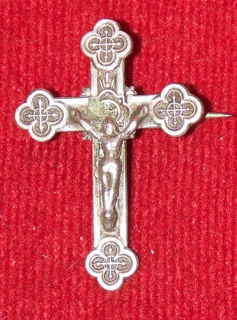 Broche Pendentif Religieux Ancien En Argent 19ème - Portrait Filigrane, Occasion Bon état