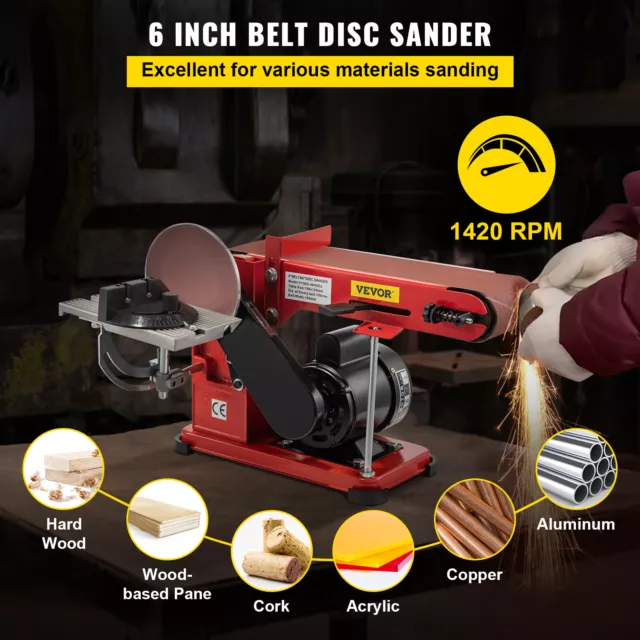 Belt Sander 4"x36", 6" Disc Sander 375W Grinder Linisher Bench Sanding Machine 2