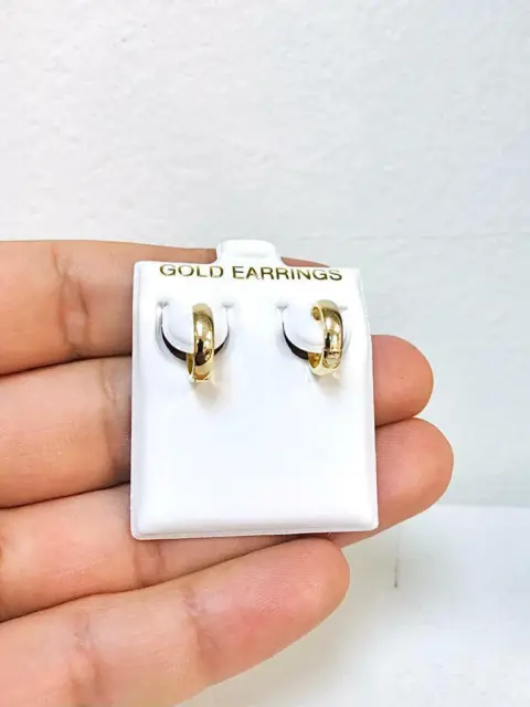 10K Yellow Gold Women’s Huggies Hoops Earrings 12x12mm, Classic Hoop Earrings.