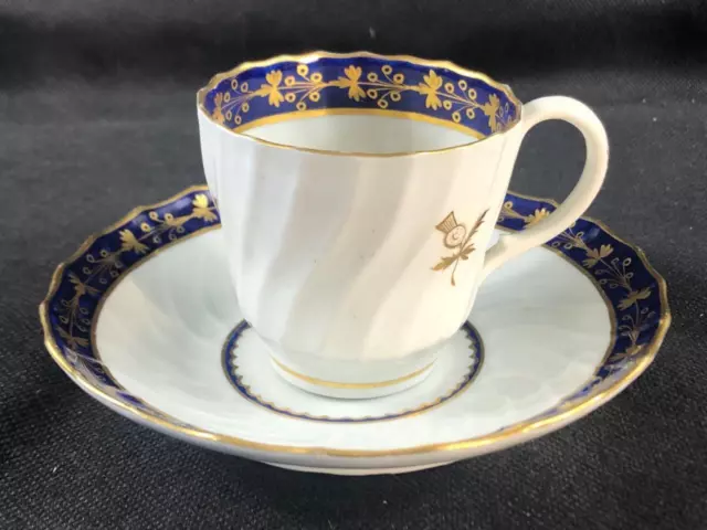FINE ANTIQUE 18th CENTURY WORCESTER THISTLE PORCELAIN HAND PAINTED CUP & SAUCER.