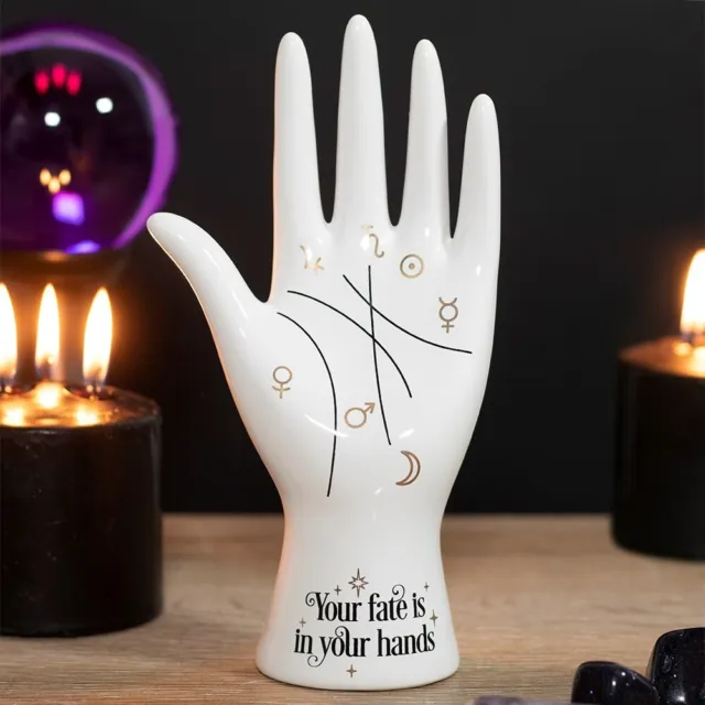White Phrenology Palmistry Porcelain Hand Palm Reading Temerity Ornament NEW
