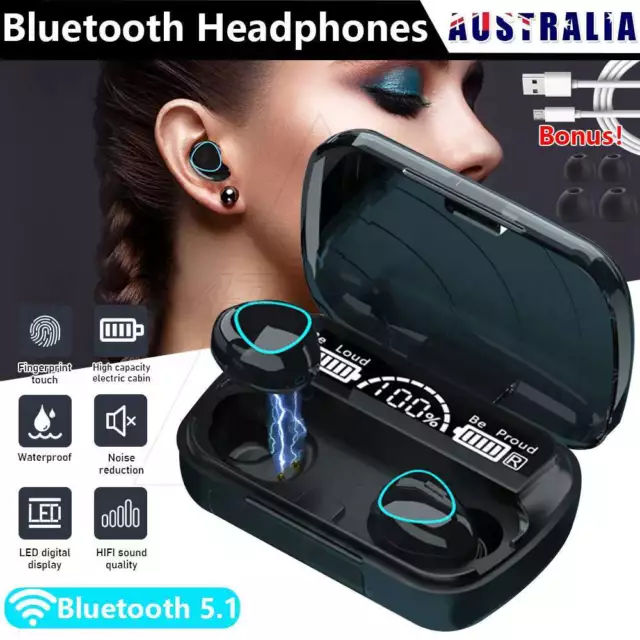 Wireless Earbuds Waterproof TWS Bluetooth Headphone LED Display Earphones AU