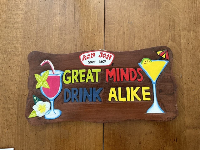 Ron Jon Great Minds Drink Alike Wooden Bar Beach ￼Tiki Sign