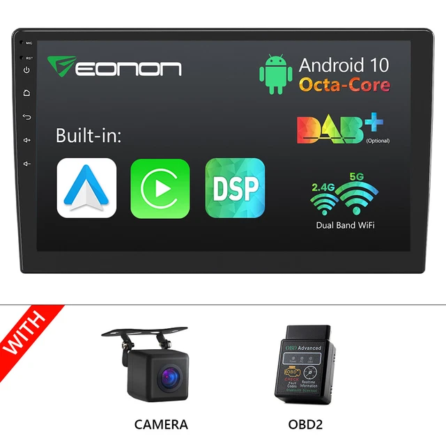 CAM+OBD+10.1" Android Auto OctaCore Double Din Car Stereo GPS Navi Radio CarPlay