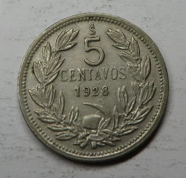 Chile 5 Centavos 1928 Copper-Nickel KM#165