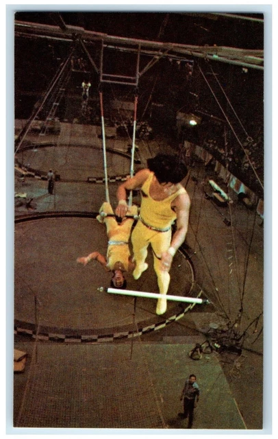 c1950 Venice Florida Air Trapeze Ringling Bros. Barnum & Bailey Circus Postcard