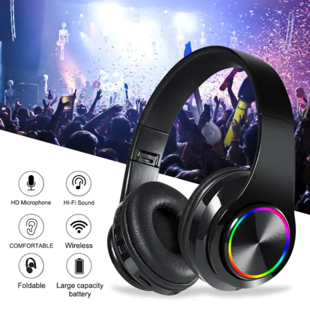 Wireless Bluetooth 5.1 Headphones Noise Cancelling Over-Ear Stereo Earphones  UK