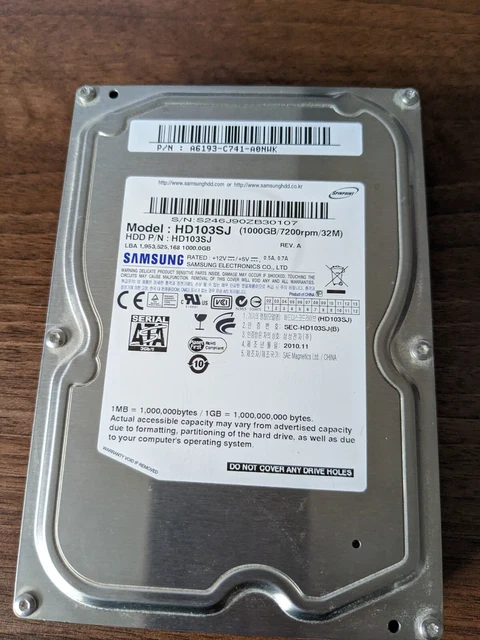 Samsung 1TB 3.5" Internal hard drive - HD103SJ 7200rpm