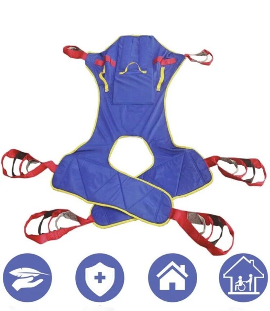 Cabestrillo de elevación de cuerpo completo para pacientes, soporte para cabeza y espalda, transferencia de inodoro medio