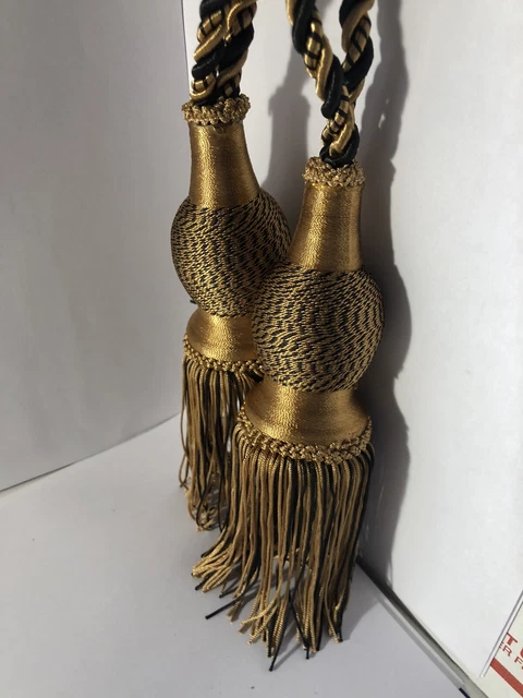 Hanging Large Drapery Tassels Gold And Black