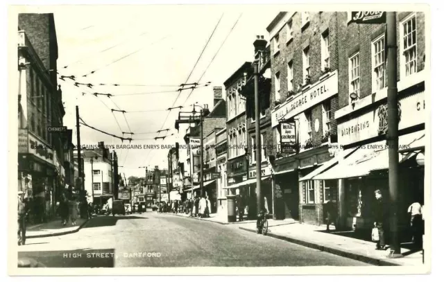 High Street, Dartford, Kent. RP Postcard by Valentine, postally used, 1959.