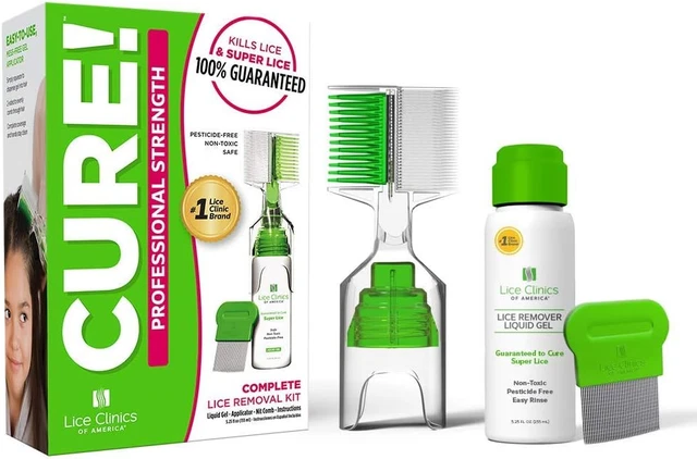 Head Lice Treatment Kit Remover Liquid Gel/ Metal Head Nit Comb Non-Toxic Safe