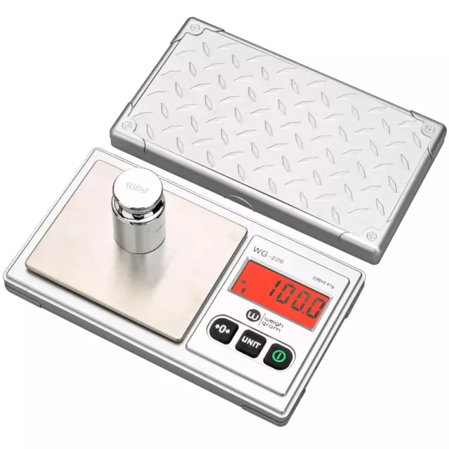 Gram Scale 220G/ 0.01G, Digital Pocket Scale 100G Calibration Weight,Mini Jewelr