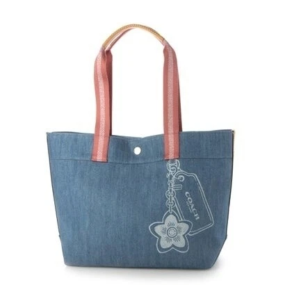 Coach/Flower Charm Print Is Cute Denim Tote Bag A4 Can C8292 Go To Work Going Sc