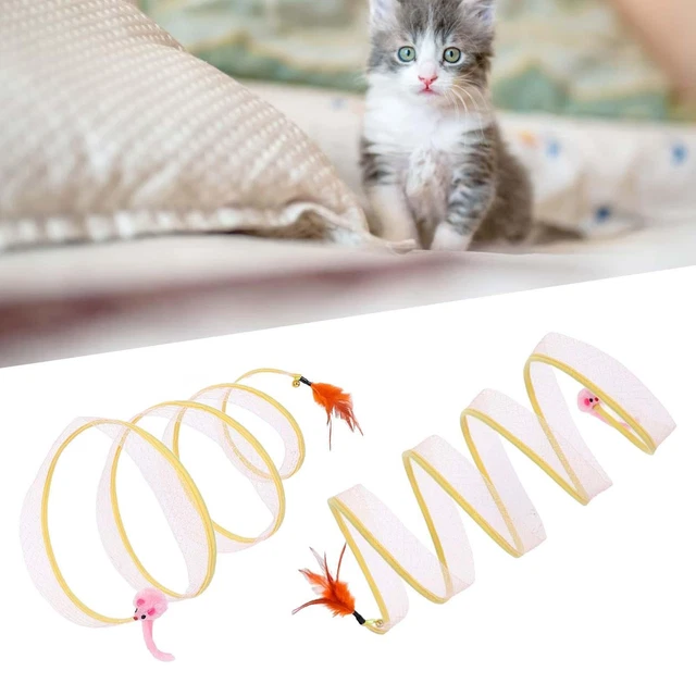 Jouet de tube de tunnel de chat avec la cloche de plume se pliant pour les