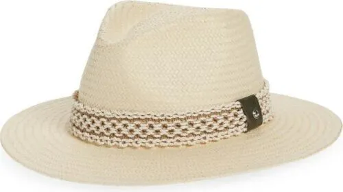 NWT Rag & Bone Packable Net Band Fedora Straw Hat  Size M  Retail $225