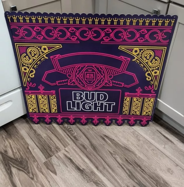 Bud Light Mardi Gras Tin Beer Sign Bar Anheuser Busch Budweiser Tin Tacker