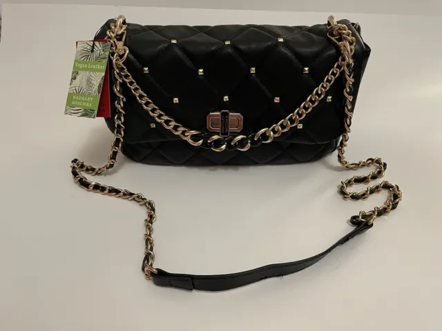 NWT Badgley Mischka Stud Quilted Vegan Leather Crossbody Handbag Black $129