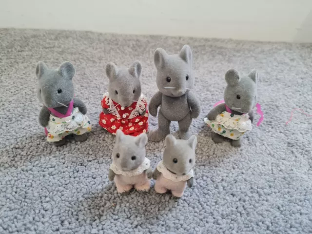 Epoch Sylvanian Families Figures Vintage 80s Thistlethorn Mice Mouse Family of 6