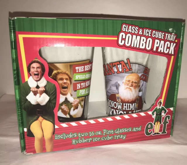 Elf The Movie Pint Glass & Rubber Ice Cube Tray Combo Pack Will Farrell