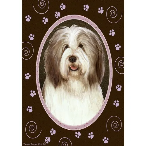 Paws Garden Flag - Brown and White Bearded Collie 174821