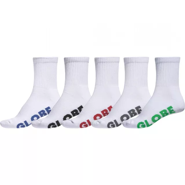 Globe - Stealth Crew Socks White 5 Pack